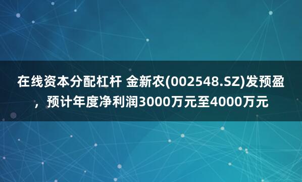 在线资本分配杠杆 金新农(002548.SZ)发预盈，预计年度净利润3000万元至4000万元